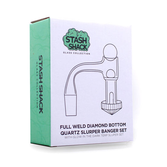 Full Weld Diamond Bottom Quartz Slurper Banger Set with Glow In The Dark Terp Sluper Set
