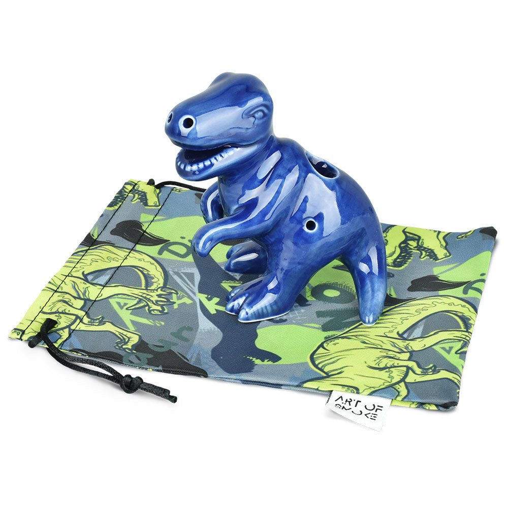 Art Of Smoke Dino Ceramic Pipe w/ Dino Carry Bag - 4.25" - VaporizeUSA