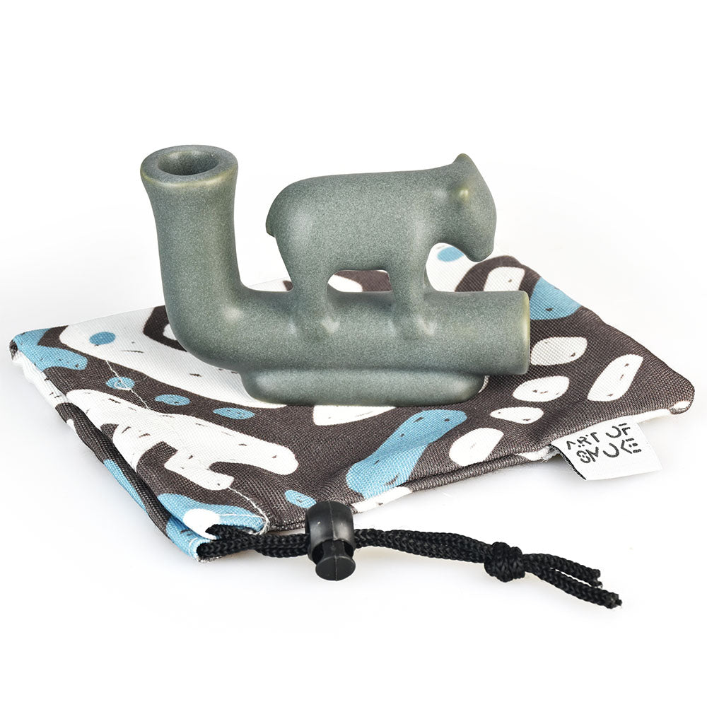 Art Of Smoke Ceramic Spirit Bear Pipe w/ Spirit Bear Bag - VaporizeUSA