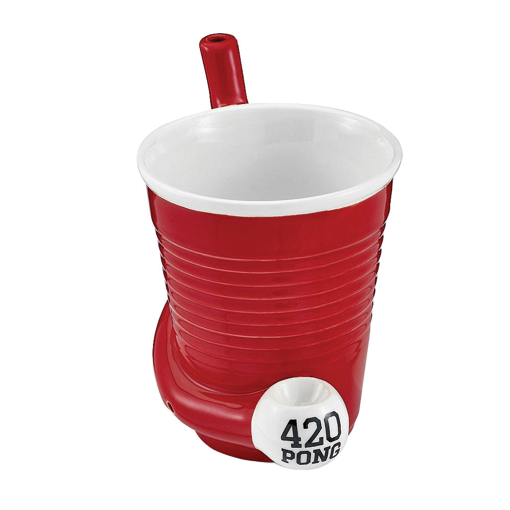Beer Pong Cup Ceramic Pipe - 5.5" - VaporizeUSA