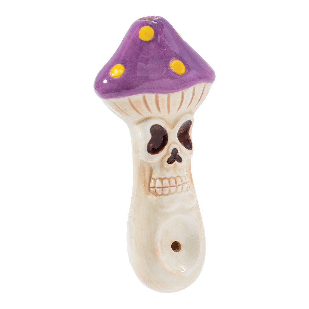Wacky Bowlz Skull Mushroom Ceramic Pipe - 4" - VaporizeUSA