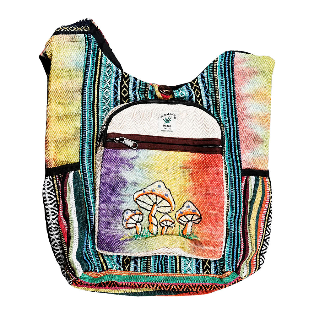 ThreadHeads Himalayan Hemp Tie Dye Mushroom Patchwork Shoulder Bag | 17" x 15"