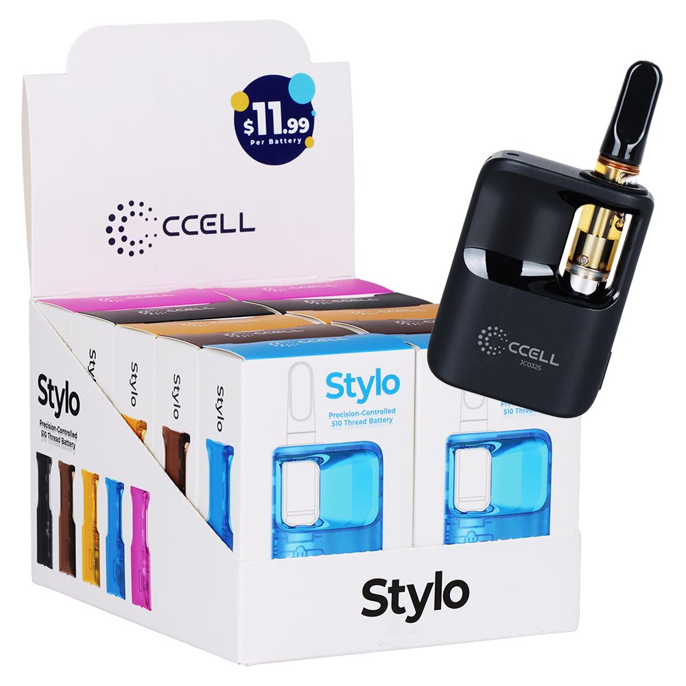 10CT DISPLAY - CCELL Stylo 510 Variable Voltage Vape Battery - 500mAh / Assorted Colors