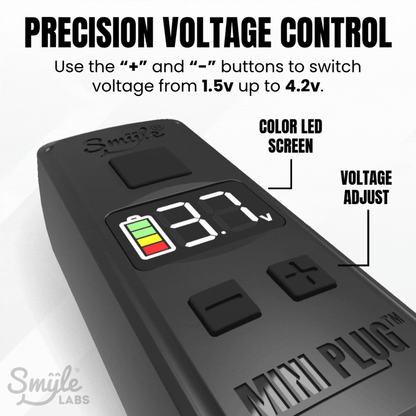 Mini Plug (20-PACK) 510 Cart Battery with Built-in USB-C Cable, Adjustable Voltage, LED Display