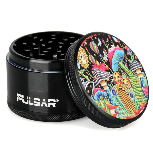 Pulsar Artist Series Metal Grinder - Garden of Cosmic Delights / 4pc / 2.5" - VaporizeUSA