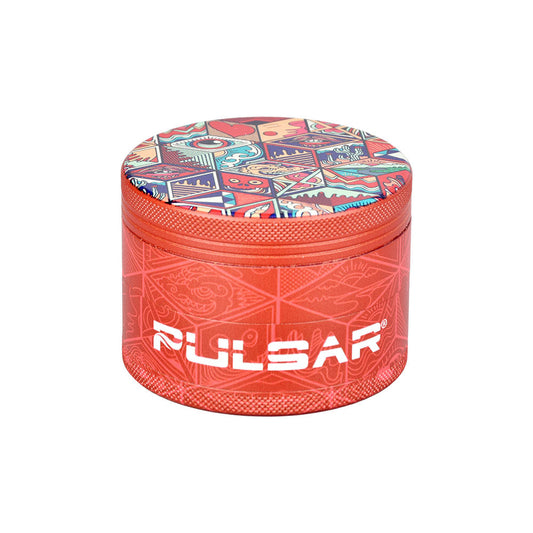 Pulsar Design Series Grinder with Side Art - Symbolic Tiles / 4pc / 2.5"