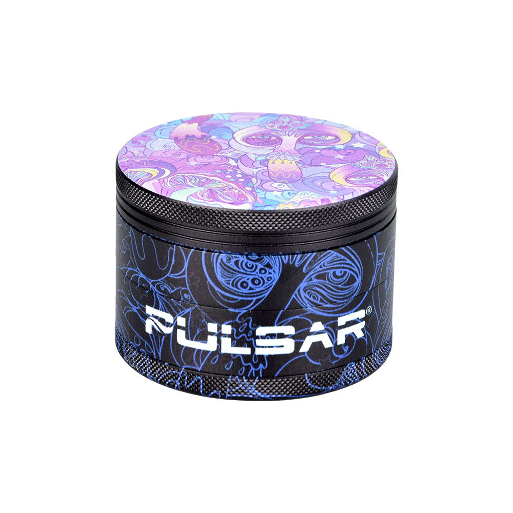 Pulsar Design Series Grinder with Side Art - Melting Mushroom / 4pc / 2.5"