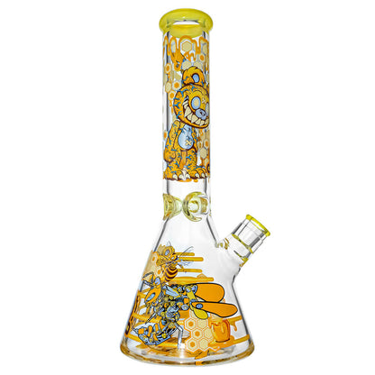 7MM GLASS BEAKER WATER PIPE COMBO BOX W/DESIGNED CALIBEAR BRAND DECAL