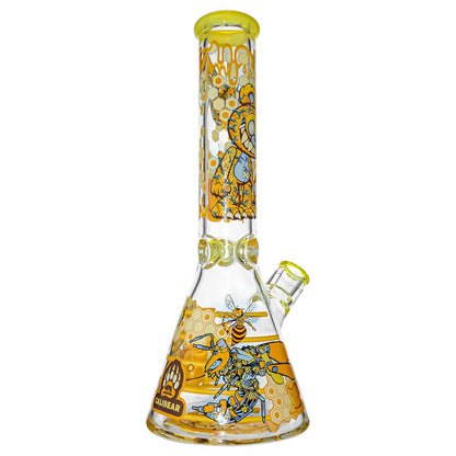 7MM GLASS BEAKER WATER PIPE COMBO BOX W/DESIGNED CALIBEAR BRAND DECAL