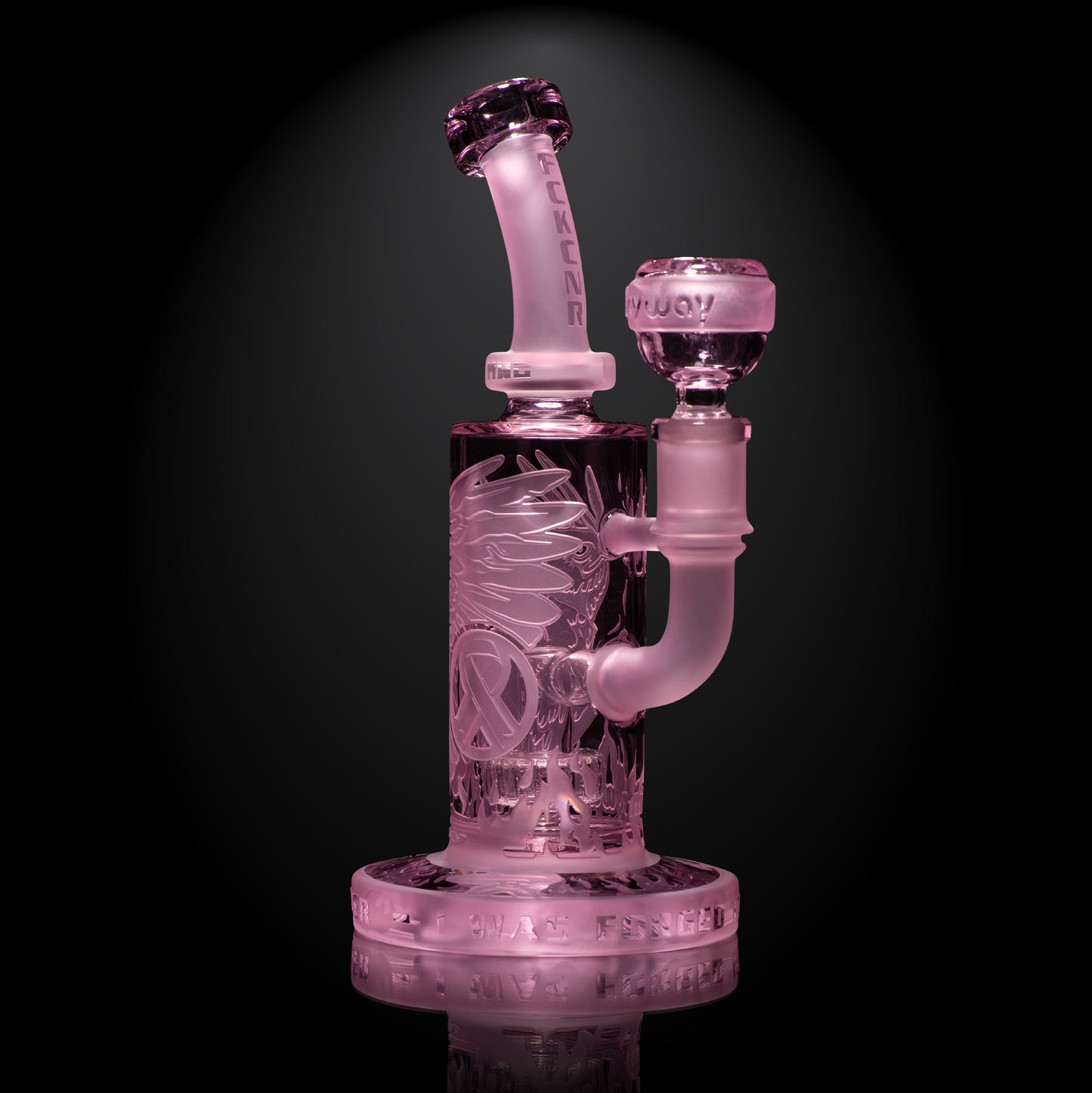 Phoenix: Forged in Fire 6" Pink Cancer Dab Rig - Milkyway Glass