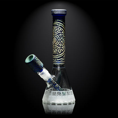 Telekinesis 11" Dark Blue Frit Beaker Bong - Milkyway Glass