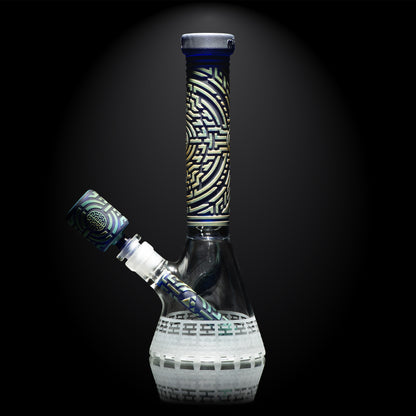 Telekinesis 11" Dark Blue Frit Beaker Bong - Milkyway Glass