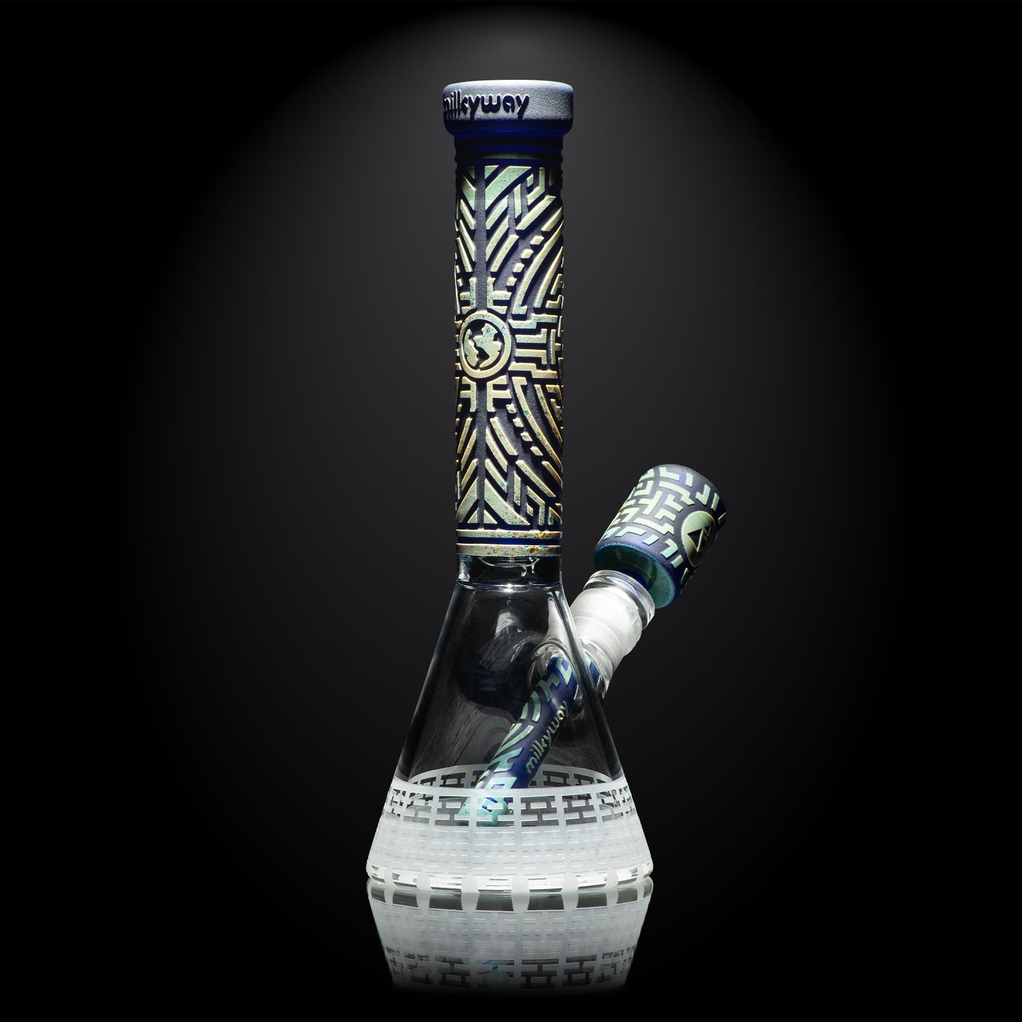 Telekinesis 11" Dark Blue Frit Beaker Bong - Milkyway Glass