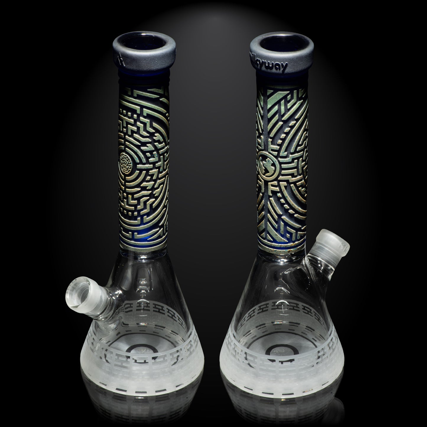 Telekinesis 11" Dark Blue Frit Beaker Bong - Milkyway Glass