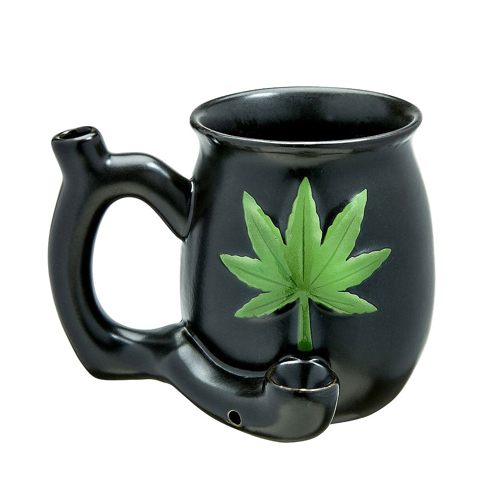 Embossed Hemp Leaf Ceramic Pipe Mug - VaporizeUSA