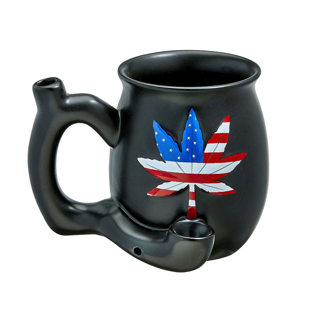 Embossed Hemp Leaf Ceramic Pipe Mug - VaporizeUSA
