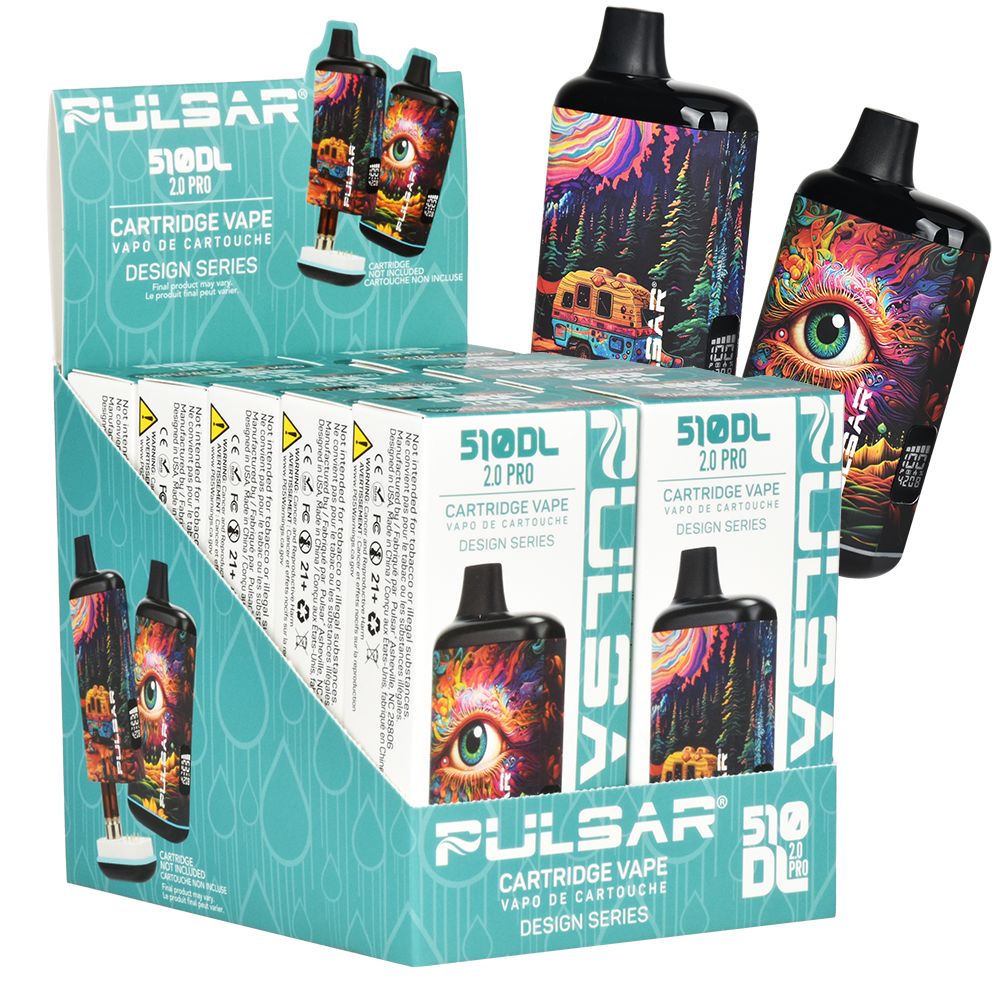 10CT DISPLAY - Pulsar 510 DL 2.0 PRO Design Series VV Vape Bar - 1000mAh / Assorted Designs
