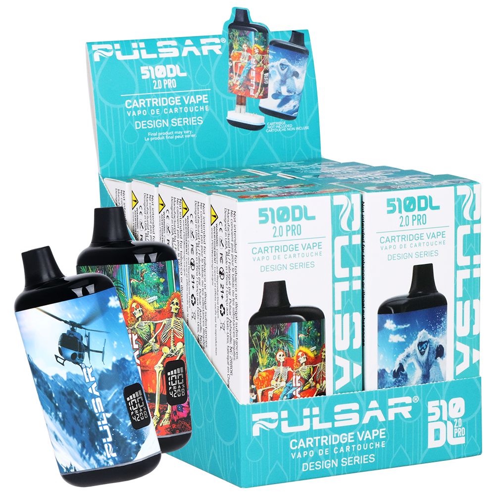 10CT DISPLAY - Pulsar 510 DL 2.0 PRO Design Series VV Vape Bar - 1000mAh / Assorted Designs